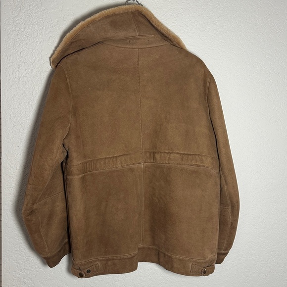 Pitkin County Dry Goods Suede Jacket Camel Brown Shearling Pockets Vintage 42 - Picture 10 of 12